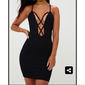 Pretty little thing black strappy bodycon dress